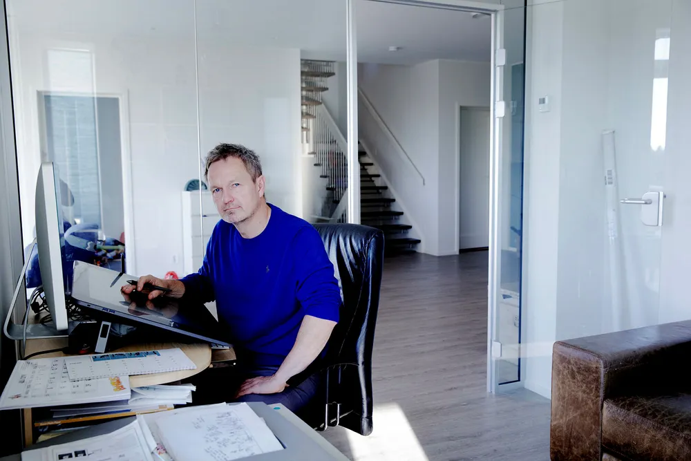 Tegneserieskaper Frode Øverli har hjemmekontor på Askøy utenfor Bergen.